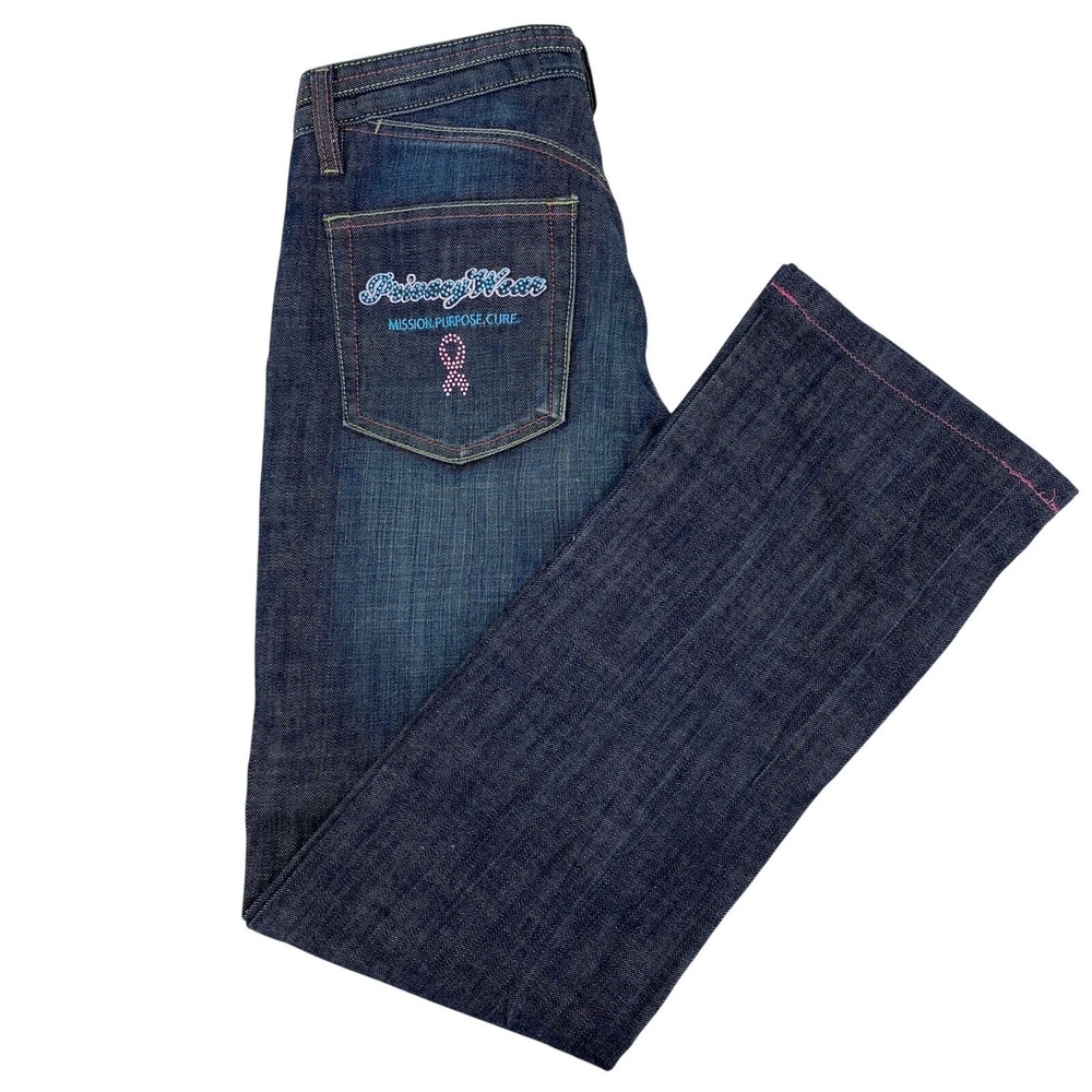 Privacy Wear Breast Cancer Awareness 5/6Jeans Dark Wash Rhinestone Straight Leg